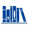 clip art of a row of blue books of varying sizes