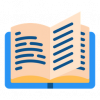 Decorative open book icon.