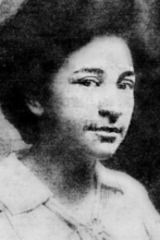 Black and white image of Gertrude Curtis.